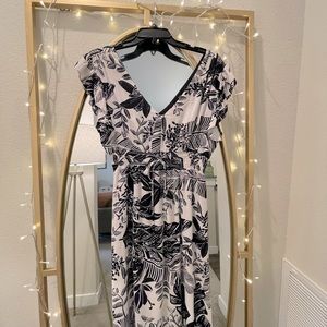 Palm Print Midi Dress